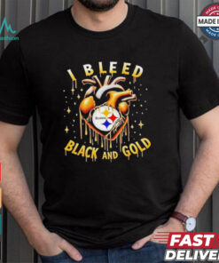 I bleed black and gold Pittsburgh Steelers heart shirt