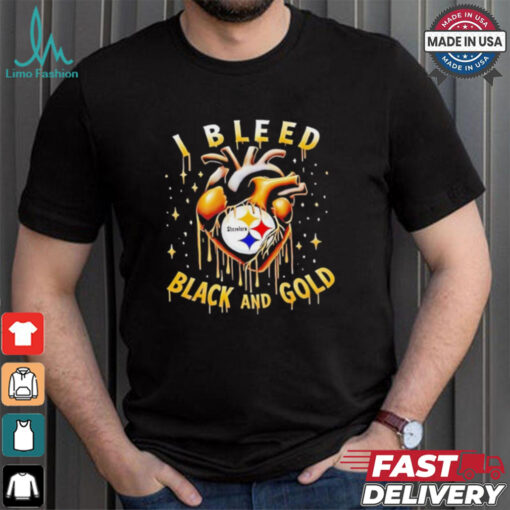 I bleed black and gold Pittsburgh Steelers heart shirt