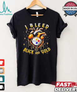 I bleed black and gold Pittsburgh Steelers heart shirt