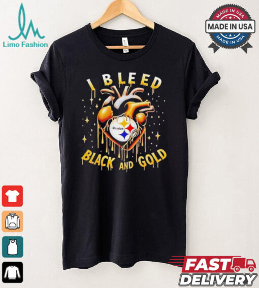 I bleed black and gold Pittsburgh Steelers heart shirt