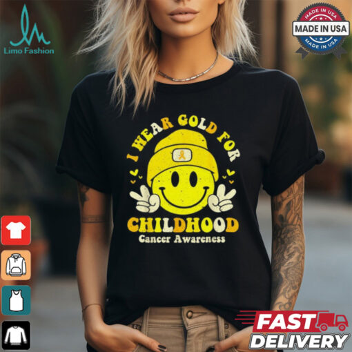I wear gold for childhood cancer awareness gold ribbon shirt