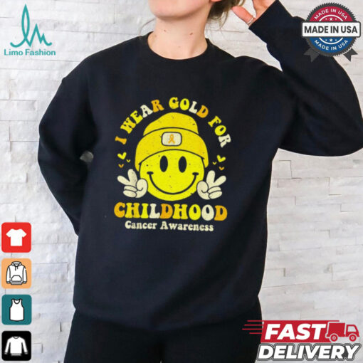 I wear gold for childhood cancer awareness gold ribbon shirt