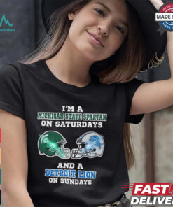 I’m A Michigan State Spartan On Saturdays And A Detroit Lion On Sundays Helmet Shirt