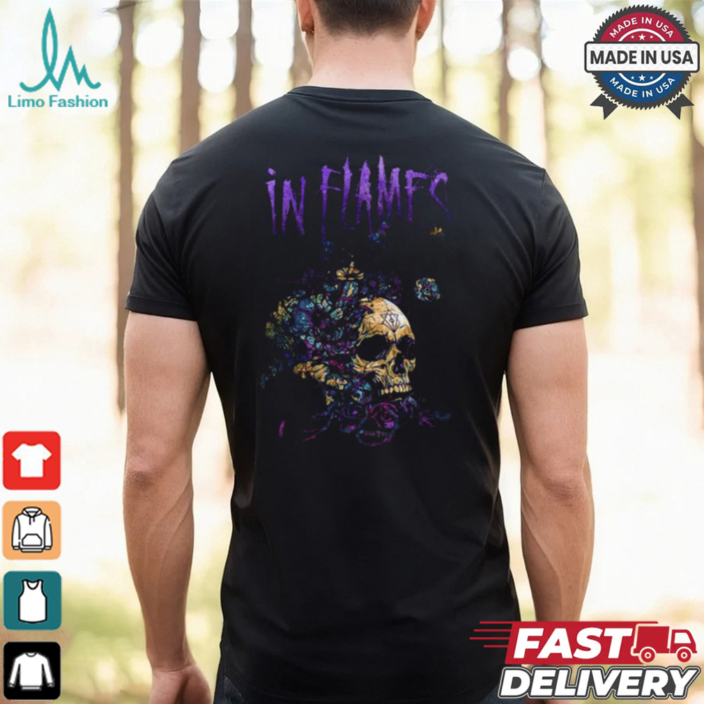 In Flames Skull And Vine Artwork Unisex T Shirt In Flames Skull And Vine Artwork Unisex T Shirt