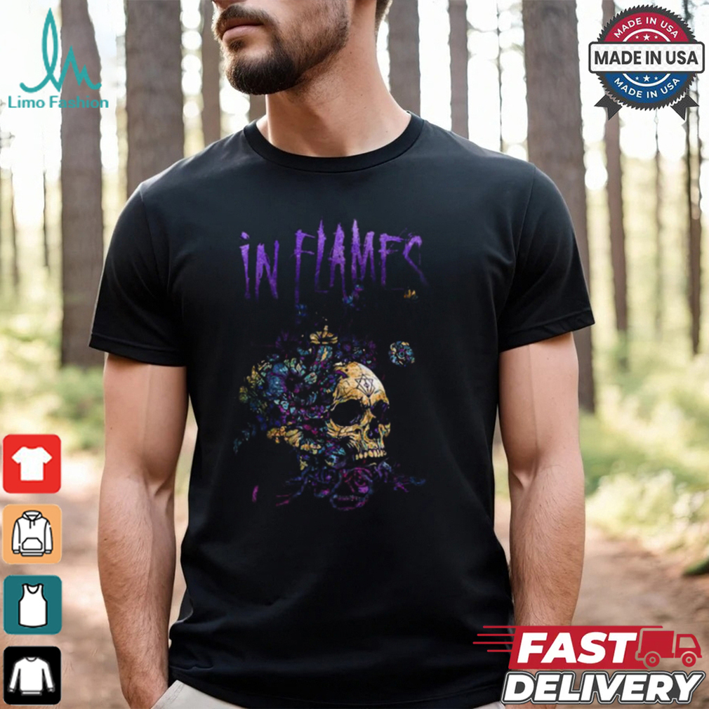 In Flames Skull And Vine Artwork Unisex T Shirt In Flames Skull And Vine Artwork Unisex T Shirt