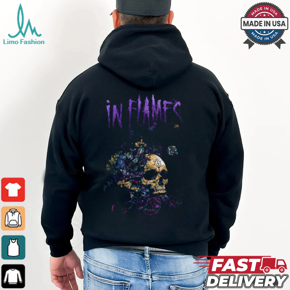In Flames Skull And Vine Artwork Unisex T Shirt In Flames Skull And Vine Artwork Unisex T Shirt