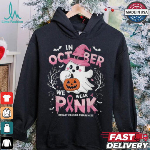 In October We Wear Pink Ghost Breast Cancer Awareness T Shirt