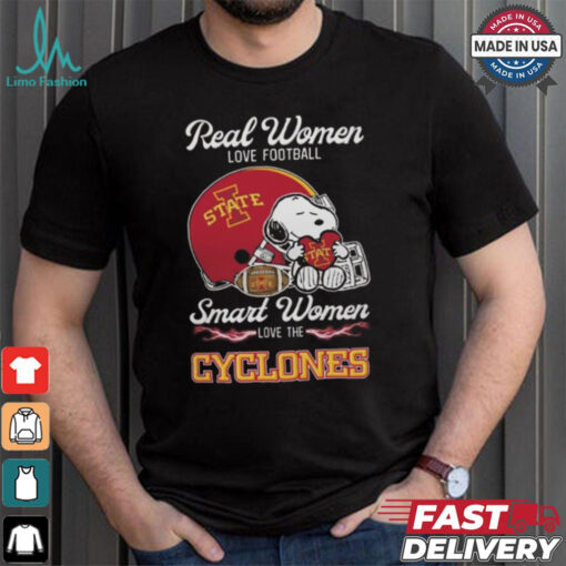 Iowa State Cyclones x Snoopy Real Women Love Football Smart Women Helmet 2024 T shirt