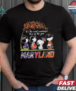 It’s The Most Wonderful Time Of The Year Peanuts Characters X Maryland Sports Teams Shirt