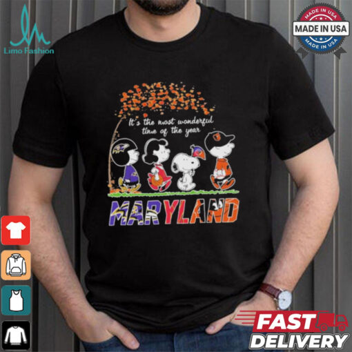 It’s The Most Wonderful Time Of The Year Peanuts Characters X Maryland Sports Teams Shirt