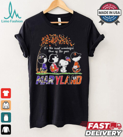 It’s The Most Wonderful Time Of The Year Peanuts Characters X Maryland Sports Teams Shirt