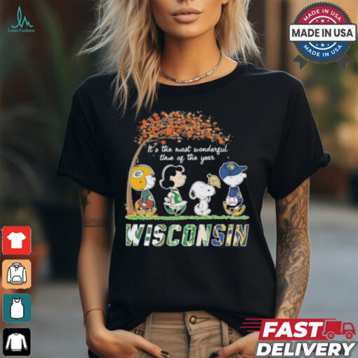 It’s The Most Wonderful Time Of The Year Peanuts Characters X Wisconsin Sports Teams Shirt