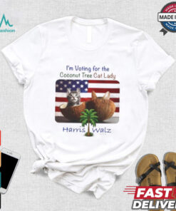 I‘m voting for the Coconut Tree Cat Lady Harris Walz 2024 American flag shirt