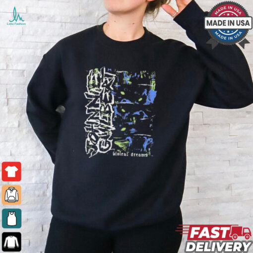 Johnnieguilbert Violent Dream Wolf Blue Green t shirt