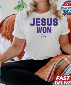 Josh Hoove Wearing Jesus Won Tcu Fca t shirt