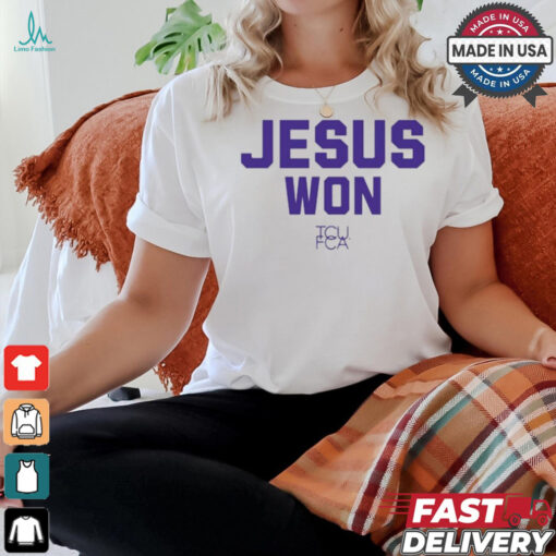 Josh Hoove Wearing Jesus Won Tcu Fca t shirt