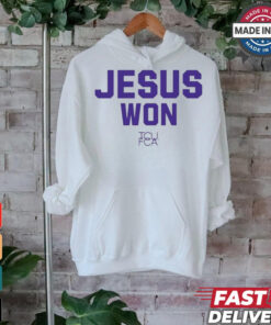 Josh Hoove Wearing Jesus Won Tcu Fca t shirt