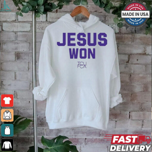 Josh Hoove Wearing Jesus Won Tcu Fca t shirt