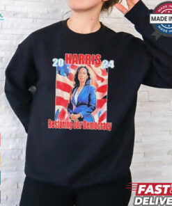 Kamala Harris Restoring Our Democracy Art 2024 t shirt