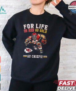 Kansas City Chiefs 2024 For Life Go Red Go Gold Go Chiefs Mascot Shirt