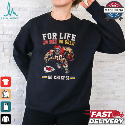 Kansas City Chiefs 2024 For Life Go Red Go Gold Go Chiefs Mascot Shirt