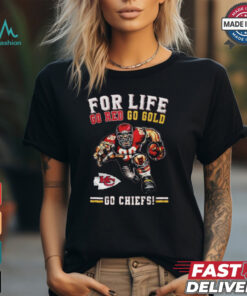 Kansas City Chiefs 2024 For Life Go Red Go Gold Go Chiefs Mascot Shirt
