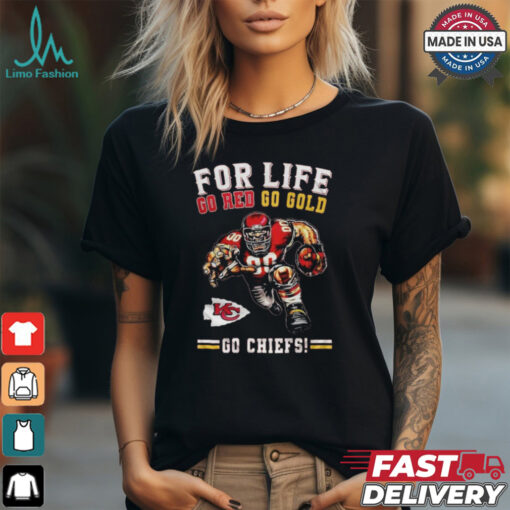 Kansas City Chiefs 2024 For Life Go Red Go Gold Go Chiefs Mascot Shirt