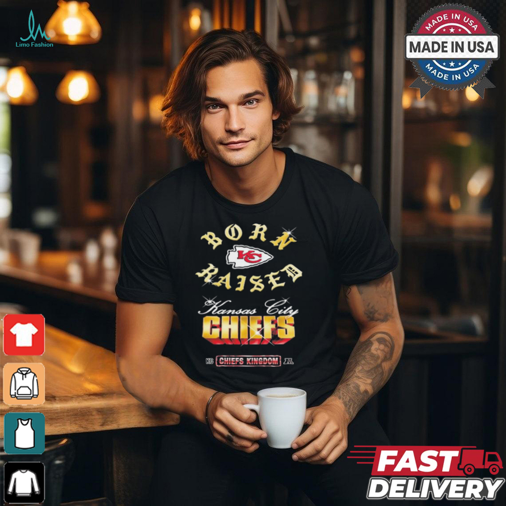 Kansas City Chiefs Born x Raised Black Chrome Rocker Shirt Kansas City Chiefs Born x Raised Black Chrome Rocker Shirt