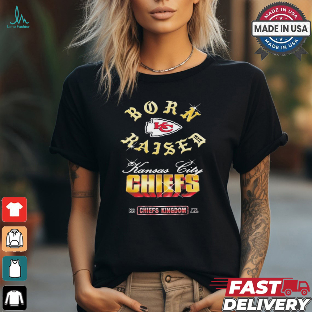 Kansas City Chiefs Born x Raised Black Chrome Rocker Shirt Kansas City Chiefs Born x Raised Black Chrome Rocker Shirt