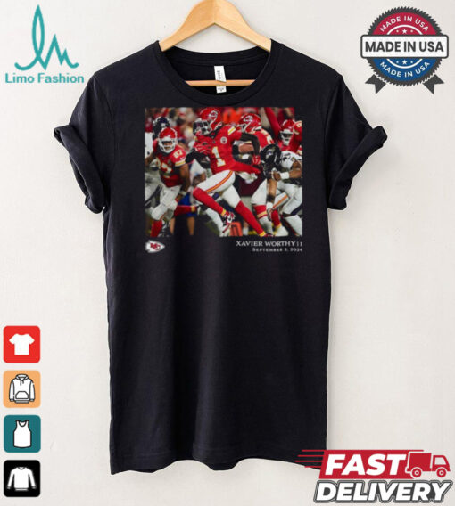 Kansas City Chiefs Xavier Worthy Black NFL Flash Features Week 1 T Shirt