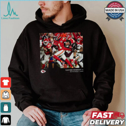Kansas City Chiefs Xavier Worthy Black NFL Flash Features Week 1 T Shirt