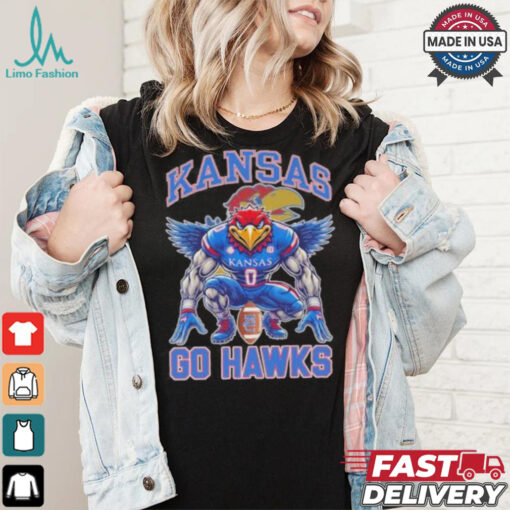 Kansas Jayhawks Football Go Hawks Mascot Shirt