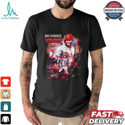 Kyle Schwarber Phillies 14 Leadoff home runs single season MLB record shirt