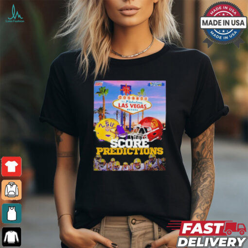 LSU Tigers vs USC Trojans football helmet score predictions welcome to fabulous Las Vegas shirt