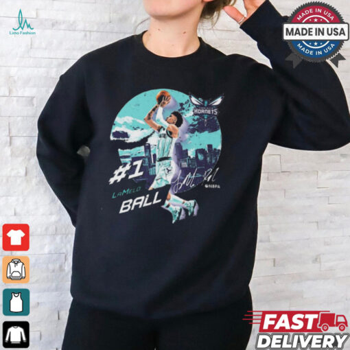 LaMelo Ball #1 Charlotte Hornets City Emblem Signature Painting t shirt