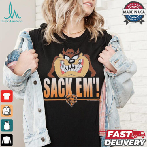 Looney Tunes Taz Tasmania Sack Em’ x Chicago Bears T Shirts