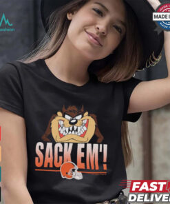 Looney Tunes Taz Tasmania Sack Em’ x Cleveland Browns T Shirts