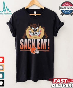 Looney Tunes Taz Tasmania Sack Em’ x Cleveland Browns T Shirts