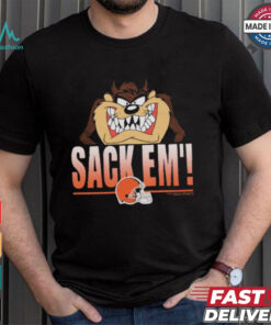 Looney Tunes Taz Tasmania Sack Em’ x Cleveland Browns T Shirts