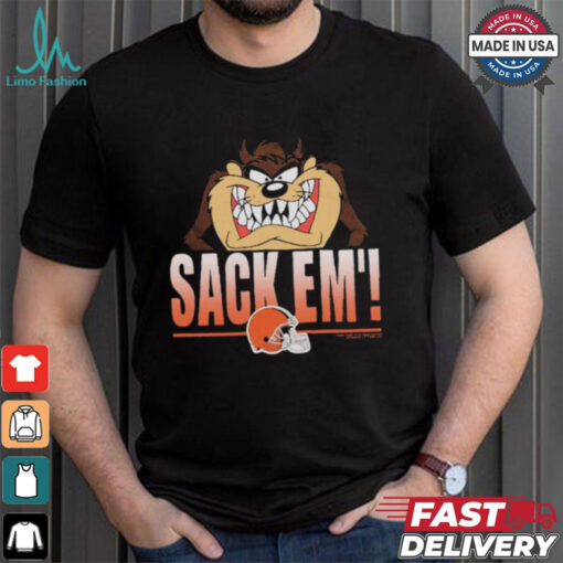 Looney Tunes Taz Tasmania Sack Em’ x Cleveland Browns T Shirts