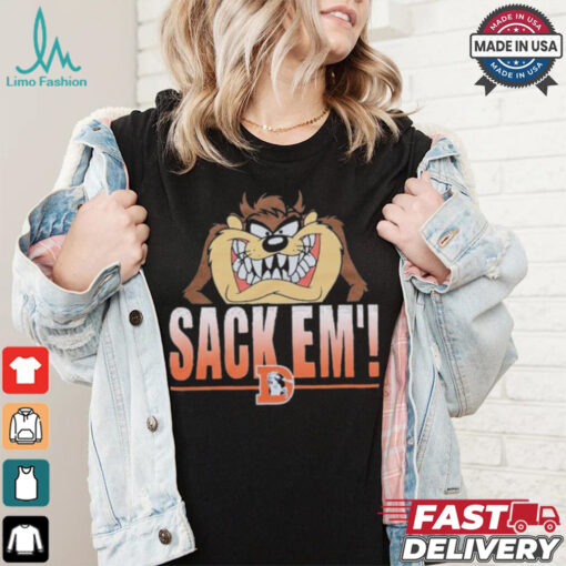 Looney Tunes Taz Tasmania Sack Em’ x Denver Broncos T Shirts