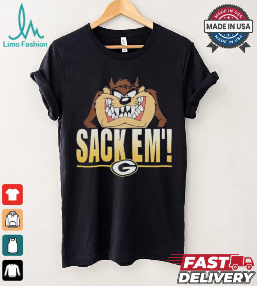 Looney Tunes Taz Tasmania Sack Em’ x Green Bay Packers T Shirts