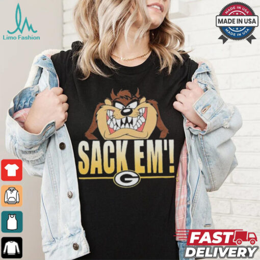 Looney Tunes Taz Tasmania Sack Em’ x Green Bay Packers T Shirts