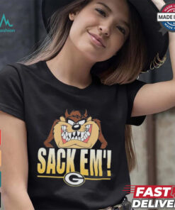 Looney Tunes Taz Tasmania Sack Em’ x Green Bay Packers T Shirts