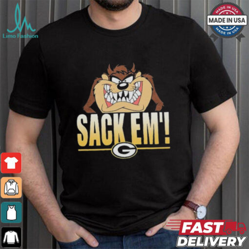 Looney Tunes Taz Tasmania Sack Em’ x Green Bay Packers T Shirts