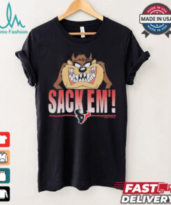 Looney Tunes Taz Tasmania Sack Em’ x Houston Texans T Shirts