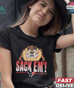 Looney Tunes Taz Tasmania Sack Em’ x Houston Texans T Shirts