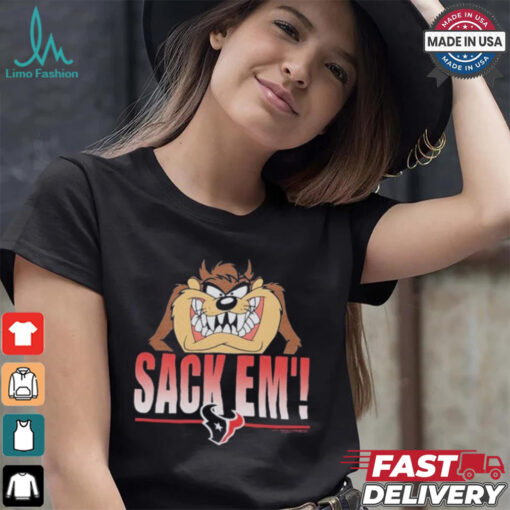 Looney Tunes Taz Tasmania Sack Em’ x Houston Texans T Shirts