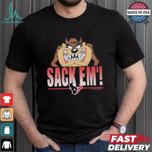 Looney Tunes Taz Tasmania Sack Em’ x Houston Texans T Shirts