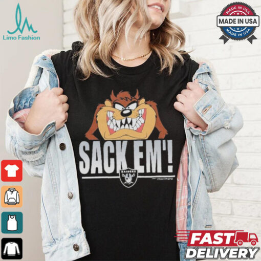 Looney Tunes Taz Tasmania Sack Em’ x Las Vegas Raiders T Shirts